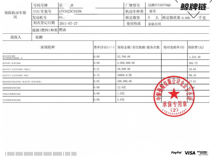 鲸牌链-京牌车长租平台-闲置京牌车长租：1800 元/月 大众迈腾2.0T 5座 汽油小轿车 尾号8 