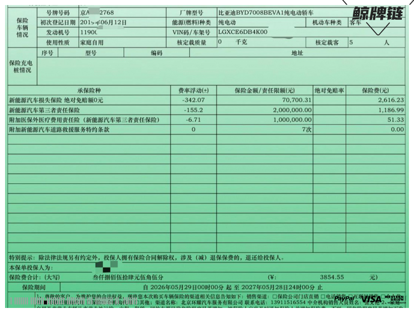 鲸牌链-京牌车长租平台-闲置京牌车长租：2600 元/月 比亚迪秦proEV超能版智联领创型 5座 纯电小轿车 尾号8 
